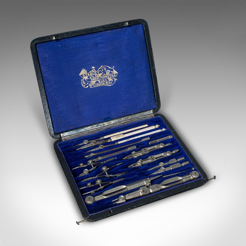 Antique Cartographer's Set, English, Architect, Draughtsman Tool Case, Edwardian