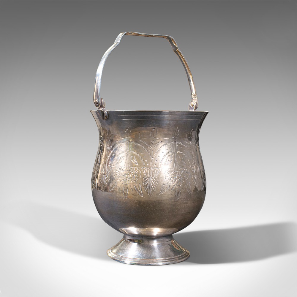 Antique Potpourri Jug, English, Silver Plate, Decorative Pot, Bucket, Edwardian