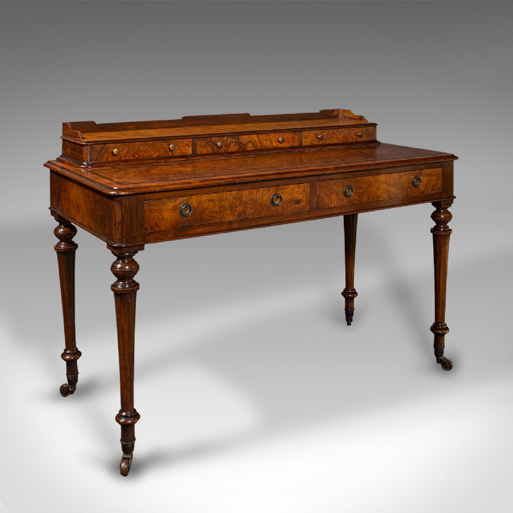 Antique Writing Desk, English, Burr Walnut, Correspondence Table, Victorian