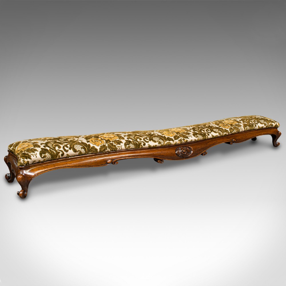 Antique Serpentine Foot Stool, English, Walnut, Fireside Rest, Regency, C.1830