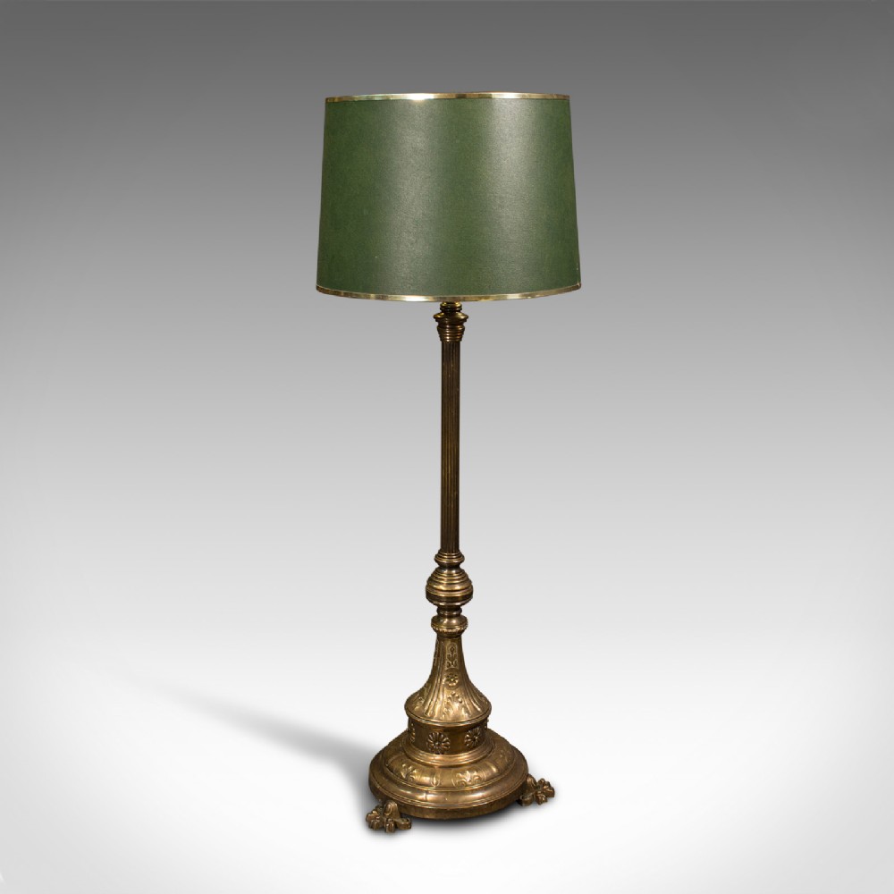 Antique Drawing Room Lamp, English, Brass, Adjustable, Standard, Victorian, 1900