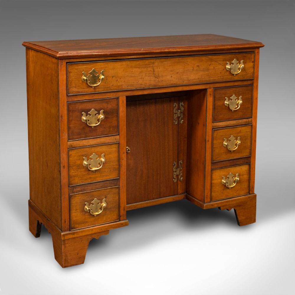 Small Antique Kneehole Desk, English, Georgian Revival, Edwardian