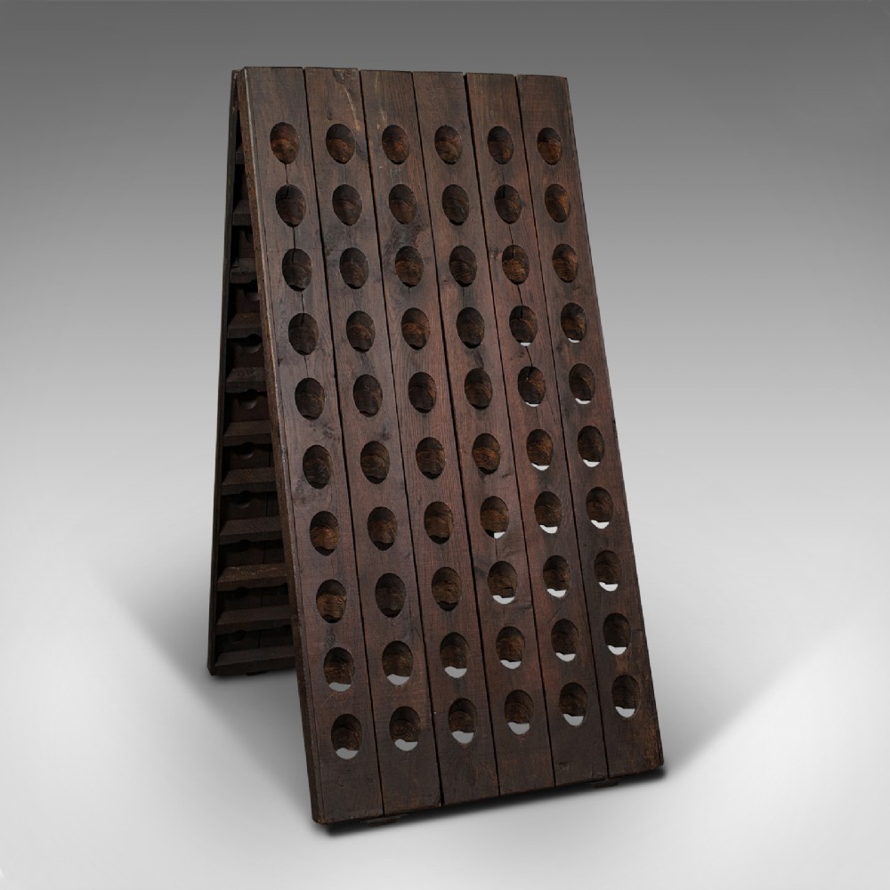 Antique Chateau Champagne Riddler, French, Oak, 120 Bottle, Wine Rack, Victorian