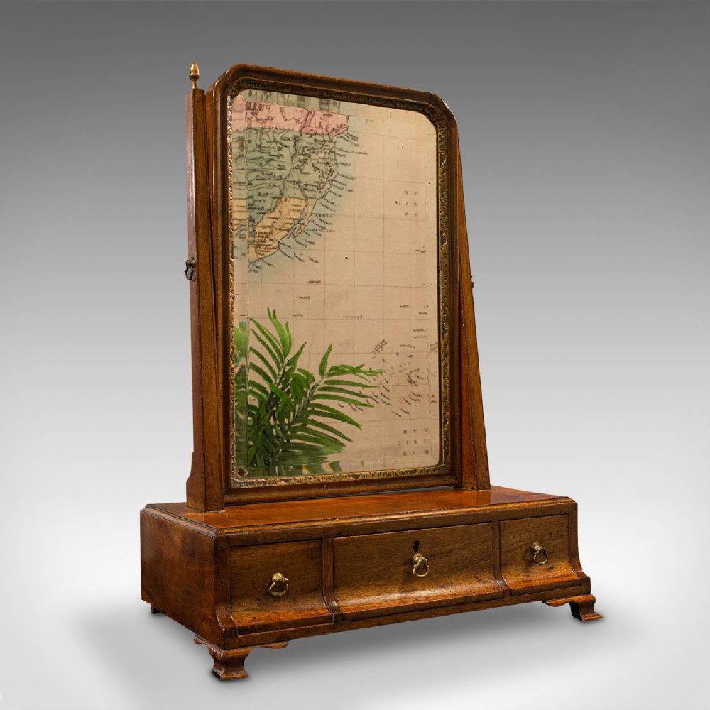 Antique Bureau Mirror, English, Walnut, Georgian, C.1800