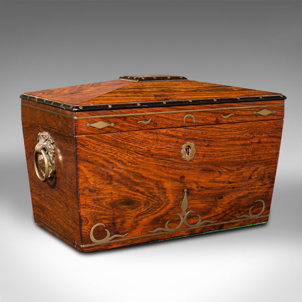 Antique Sarcophagus Tea Caddy, Anglo Indian, Colonial, Campaign, Victorian, 1850