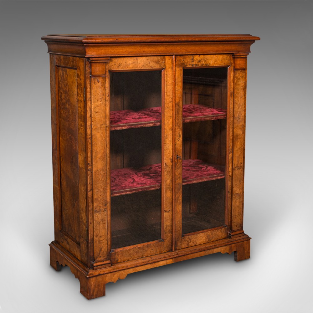 Antique Country House Display Bookcase, English, Burr Walnut, Library, Regency