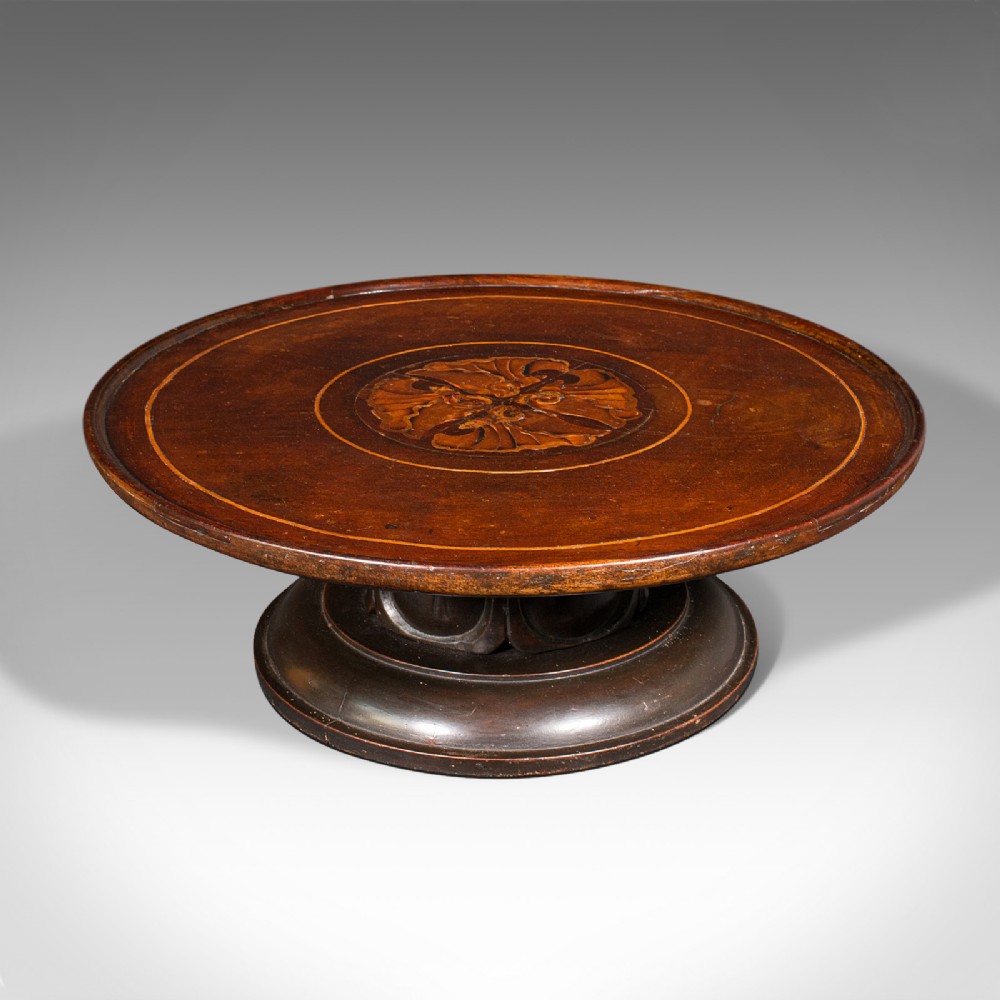 Antique Lazy Susan, English Walnut, Inlay, Afternoon Tea, Cake Stand, William IV