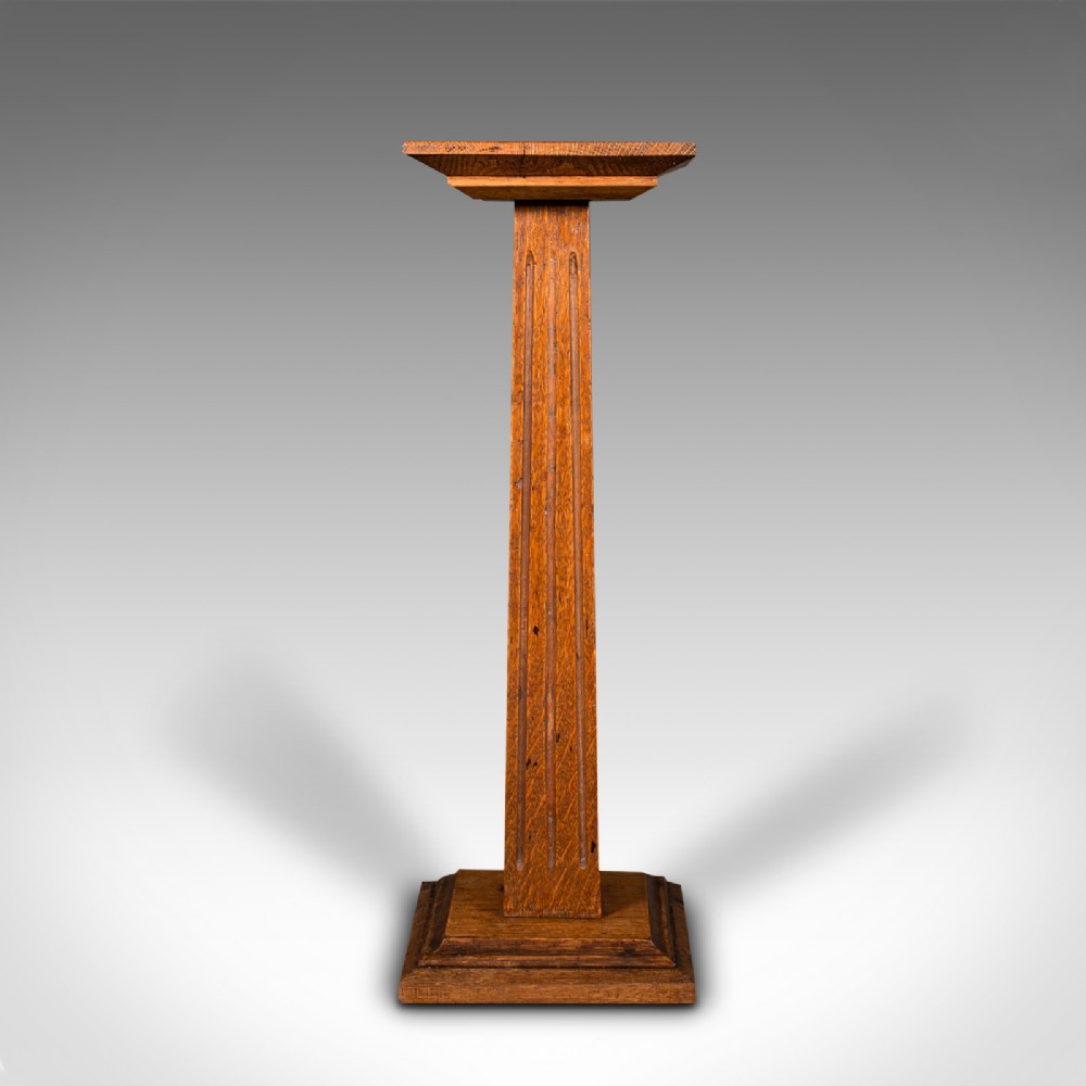 Antique Bust Stand, English, Oak, Jardiniere, Torchere, Column, Victorian, 1870
