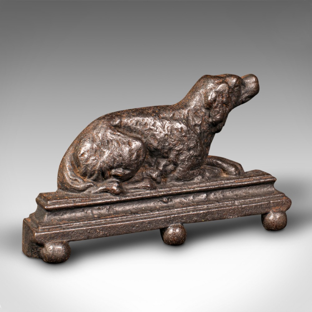 Small Antique Dog Door Stop, English, Iron, Decorative Doorstopper, Victorian