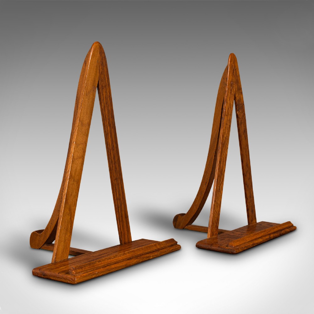 Pair Of Antique Folio Stands, English, Oak, Book Rest, Recital, Cotswold School