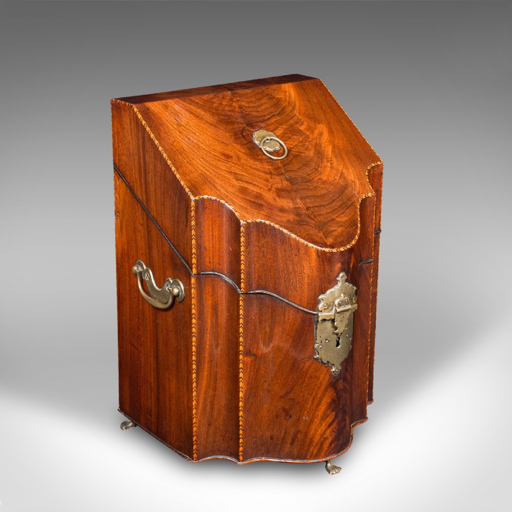  Antique Knife Box, English, Cutlery Canteen, Oak Lined, Kitchen, Georgian, 1770