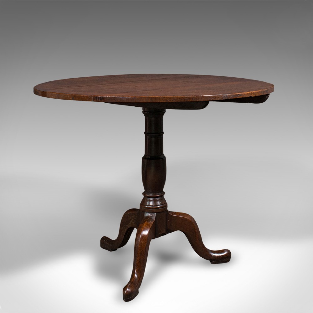 Antique Tilt Top Occasional Table, English, Oak, Side, Lamp, Georgian, C.1780