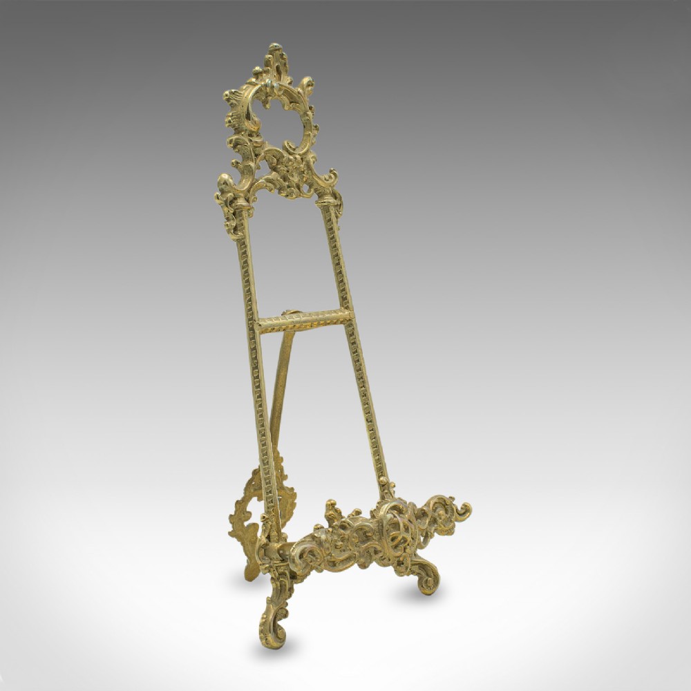 Small Antique Bedside Picture Stand, English, Brass Book Rest, Art Nouveau, 1920