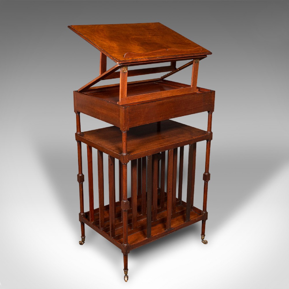 Antique Canterbury Reading Table, English, Walnut, Lectern, Orator, Regency