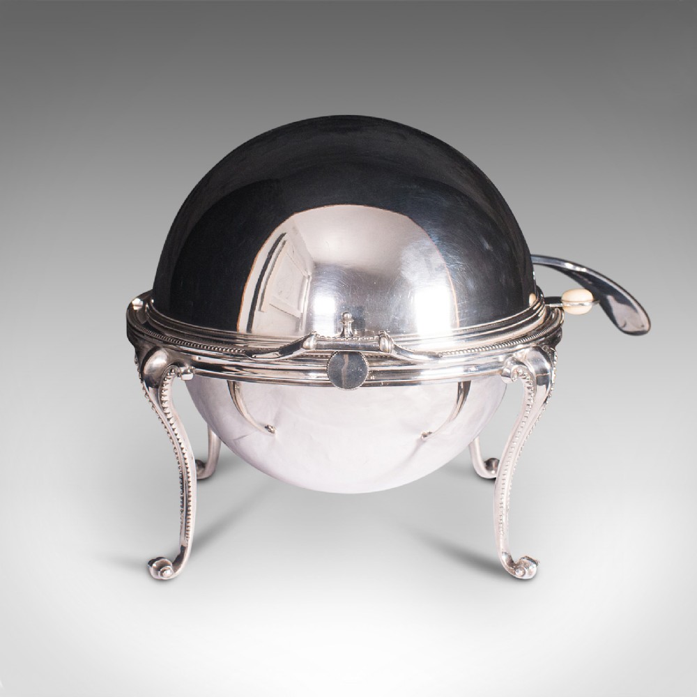Antique Rollover Butter Dish, English, Silver Plate, Soup Tureen, Victorian