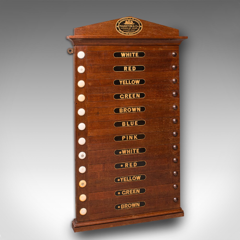 Antique Life Pool Scoreboard, English, 12 Player, Billiards, Thurston, Victorian