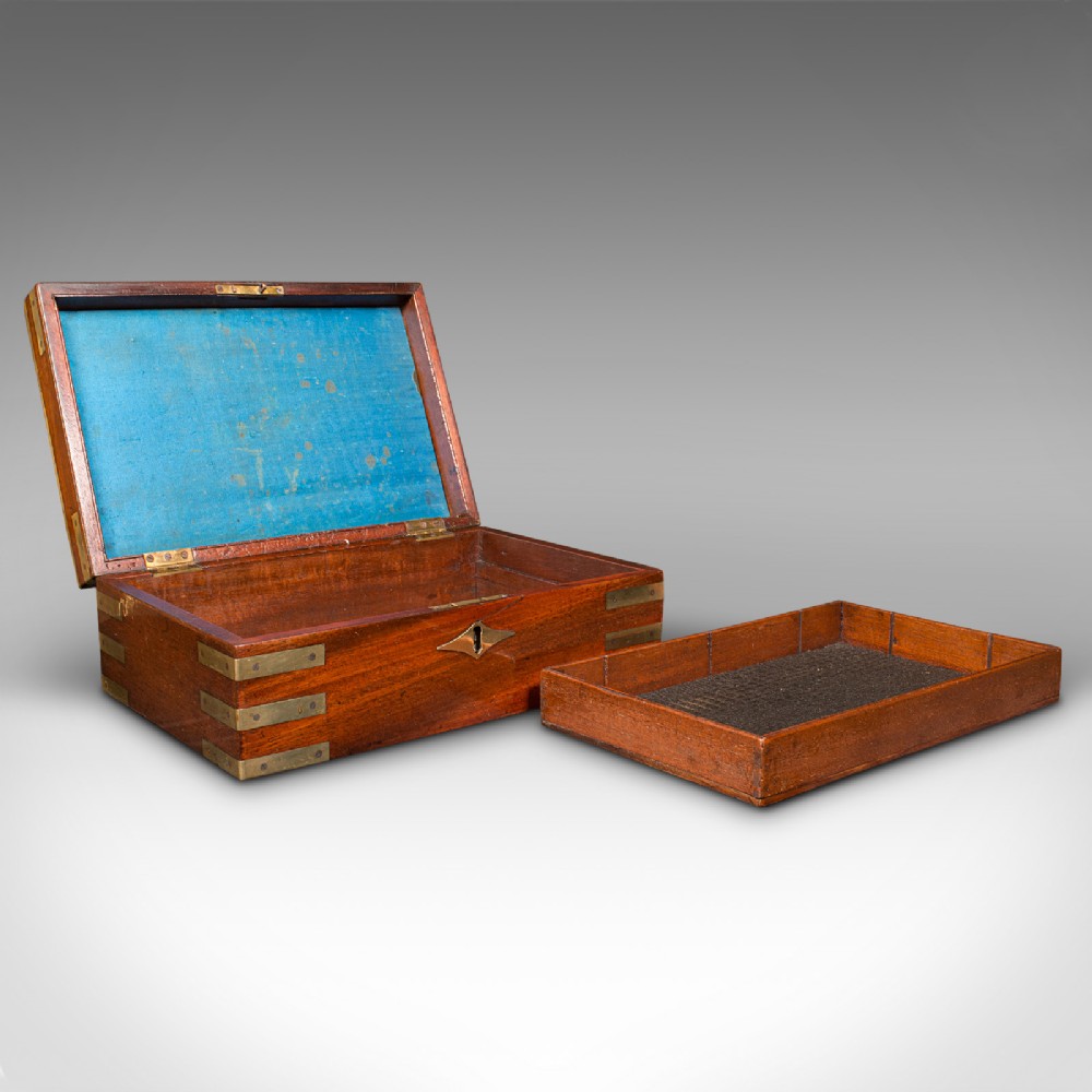 Antique Campaign Writing Box, English, Brass, Correspondence Case, Regency, 1820