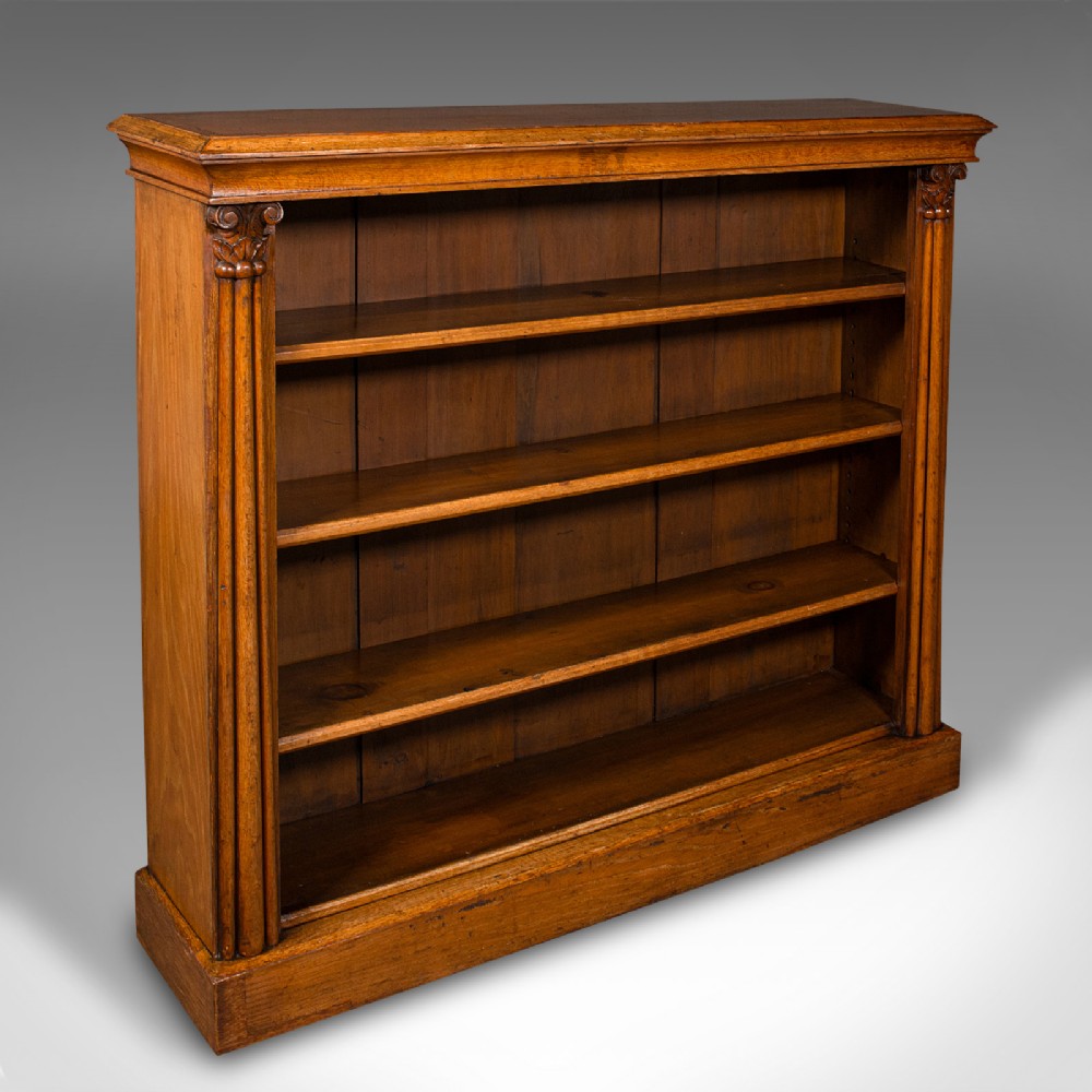 Antique Open Bookcase, Scottish, Oak, Adjustable Book Shelf Cabinet, Victorian