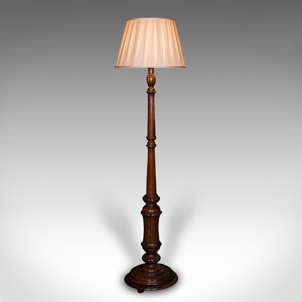 Antique Standard Lamp, Scottish, Oak, Reading Light, Library, Lounge, Victorian