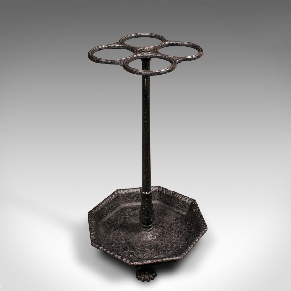 Antique 4 Division Umbrella Rack, English, Cast Iron, Hall Stick Stand, Georgian