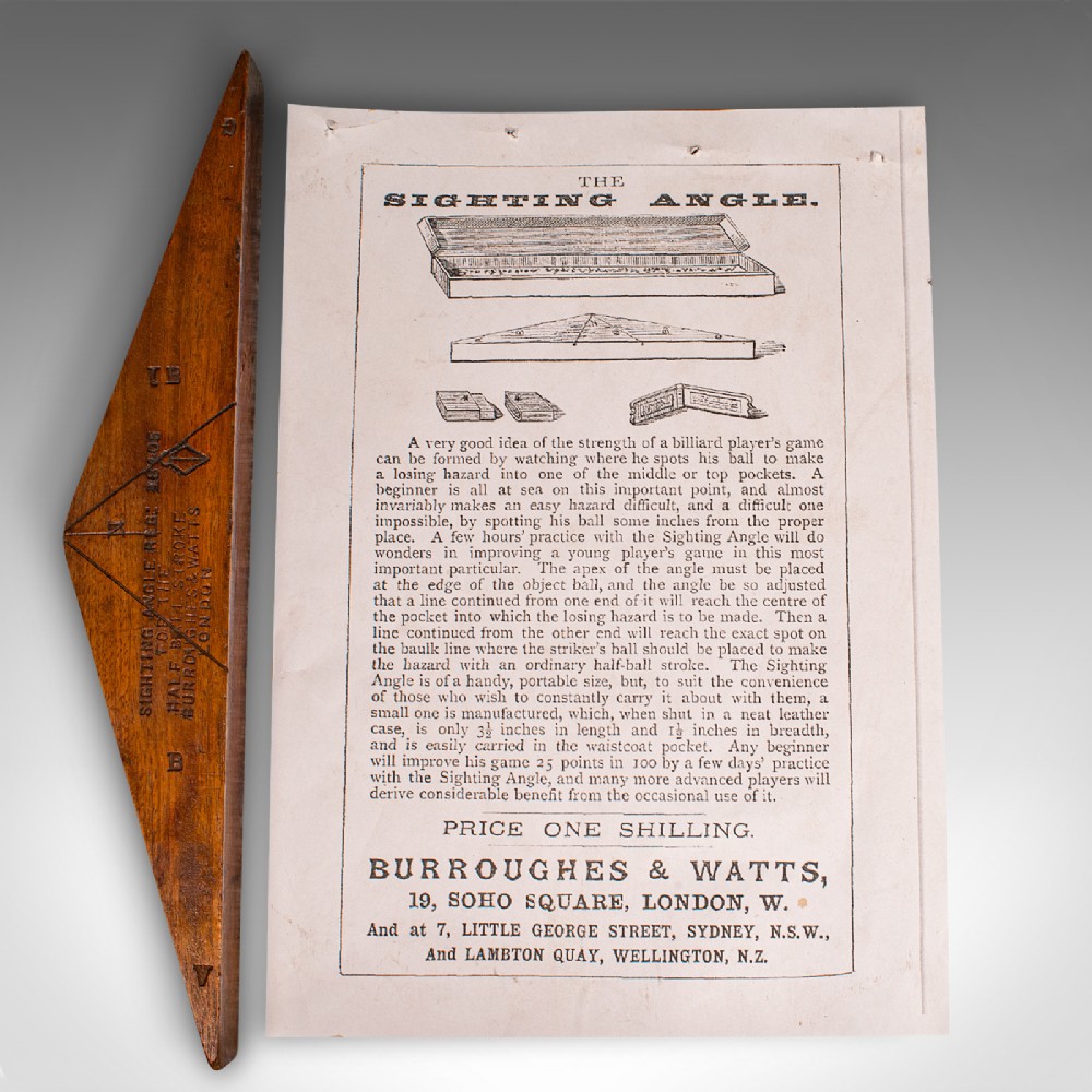 Antique Billiards Sighting Angle, English, Burroughes & Watts, Victorian, C.1880