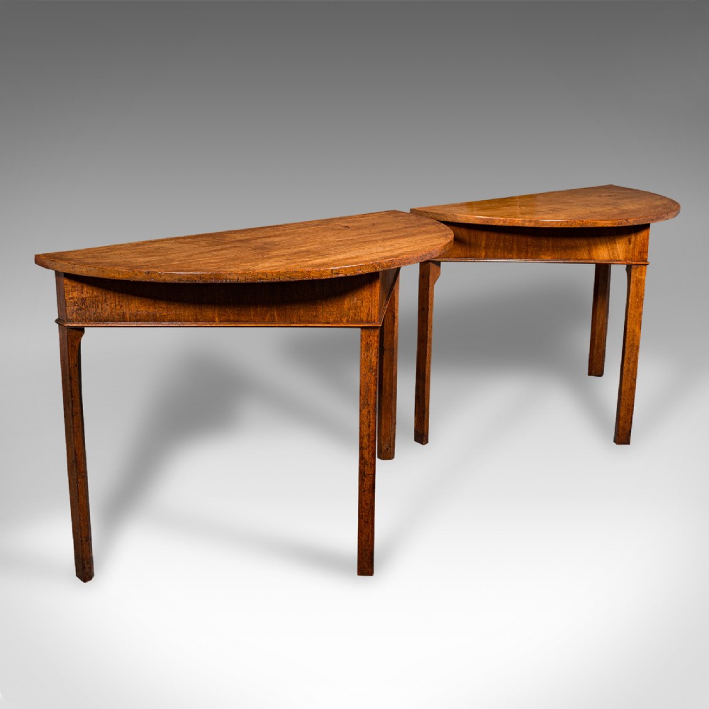 Pair Of Antique Demi-Lune Tables, English, Occasional, Side, Georgian, C.1780