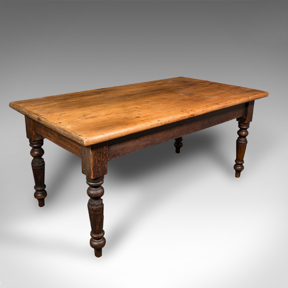 Antique Plank Top Mill Table, English, Pine, Country House, Dining, Victorian