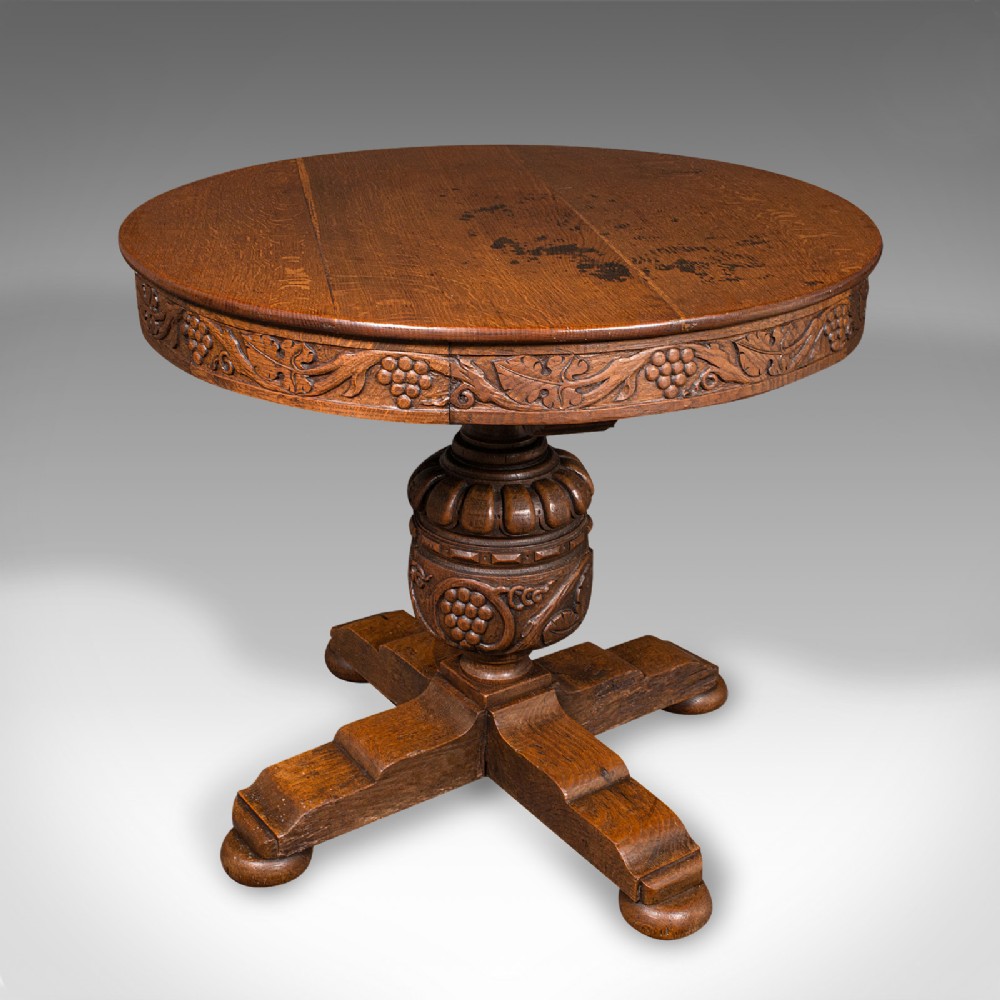 Antique Centre Table, English, Carved Oak, Gothic Revival, Victorian, Circa 1890