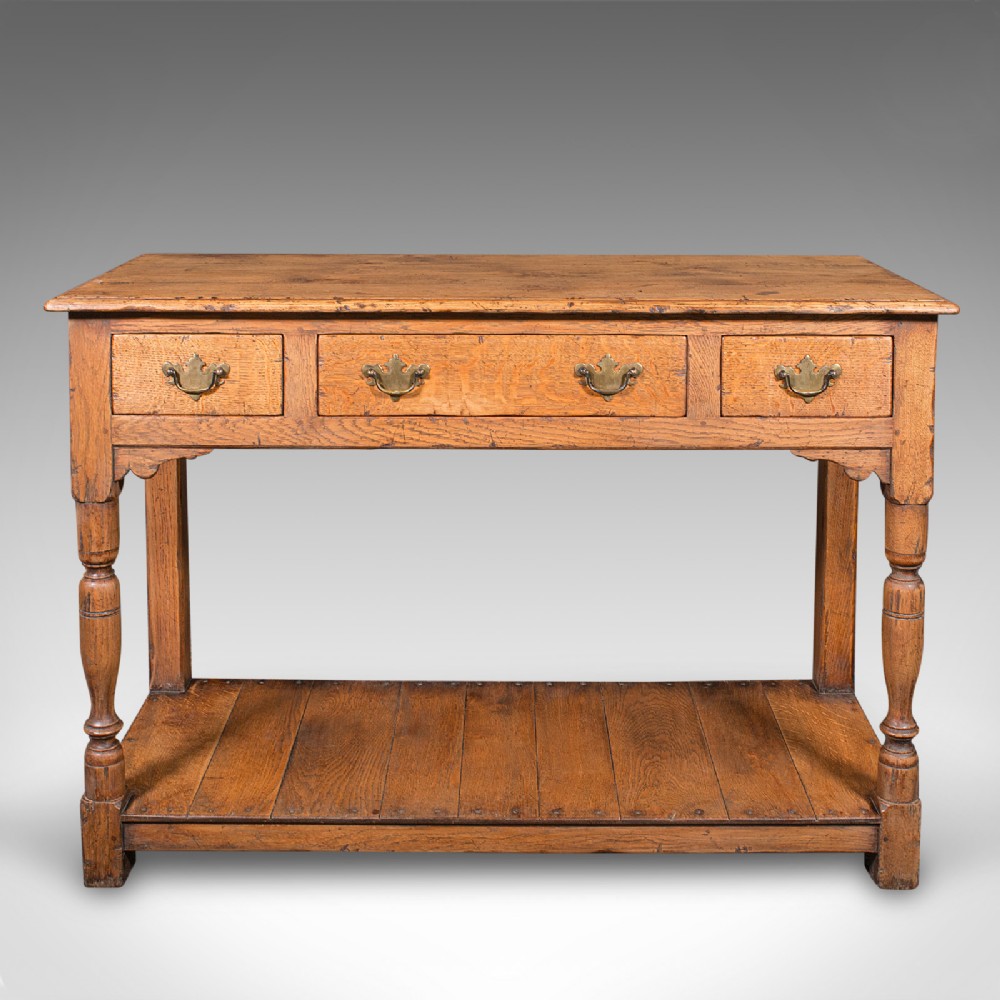 Antique Dresser Base, English Oak Kitchen Sideboard, Georgian Revival, Edwardian