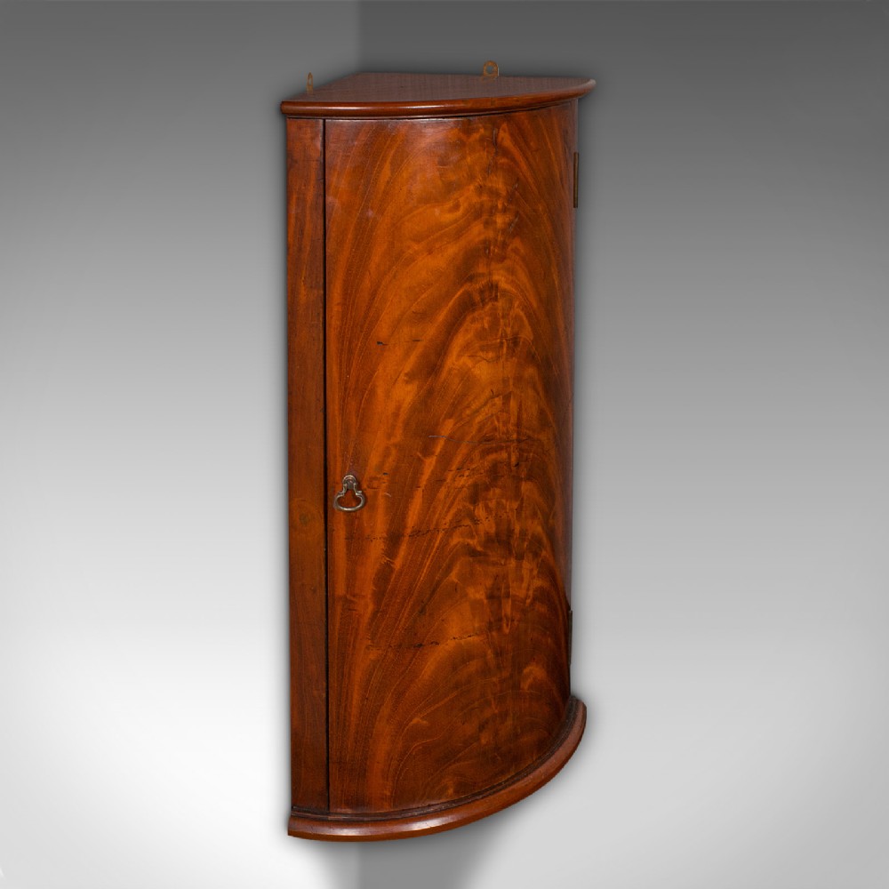Small Antique Corner Cabinet, English, Kitchen, Bathroom, Wall Cupboard C.1800