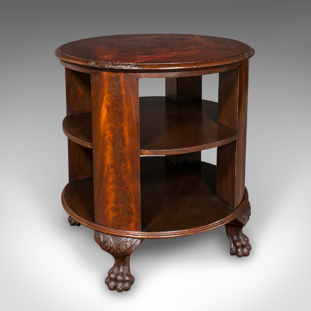 Antique Circular Bookcase, English, Centrepiece Library Table, Edwardian, C.1910