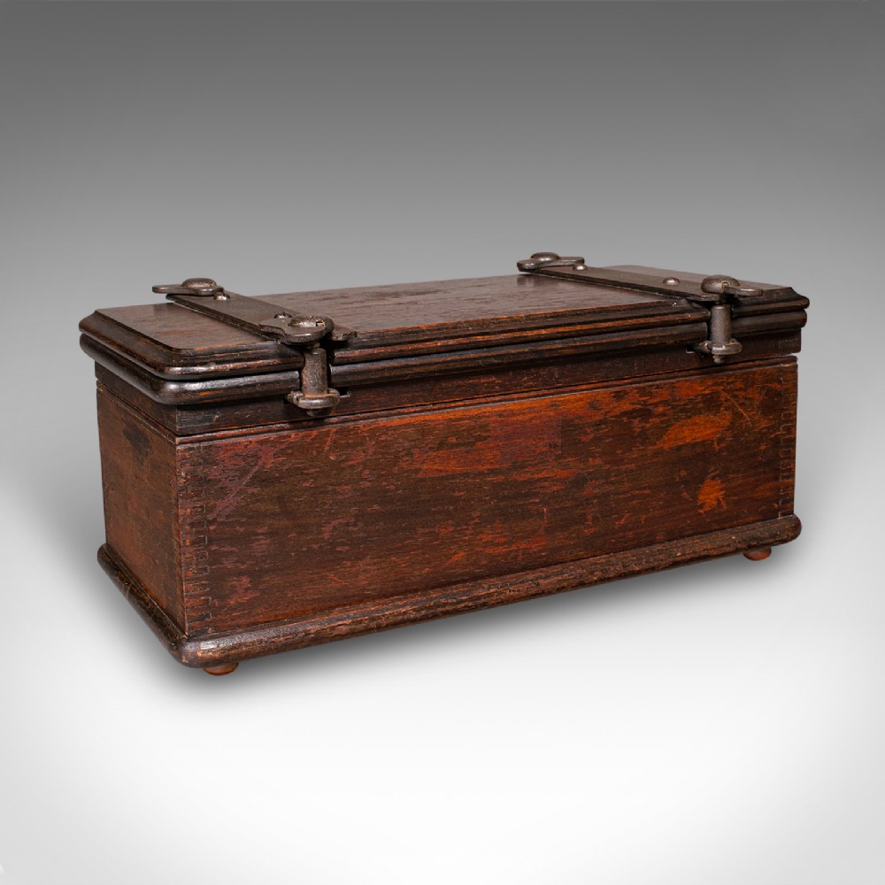 Antique Flower Press Box, English, Beech, Cast Iron, Hobby Case, Edwardian, 1910