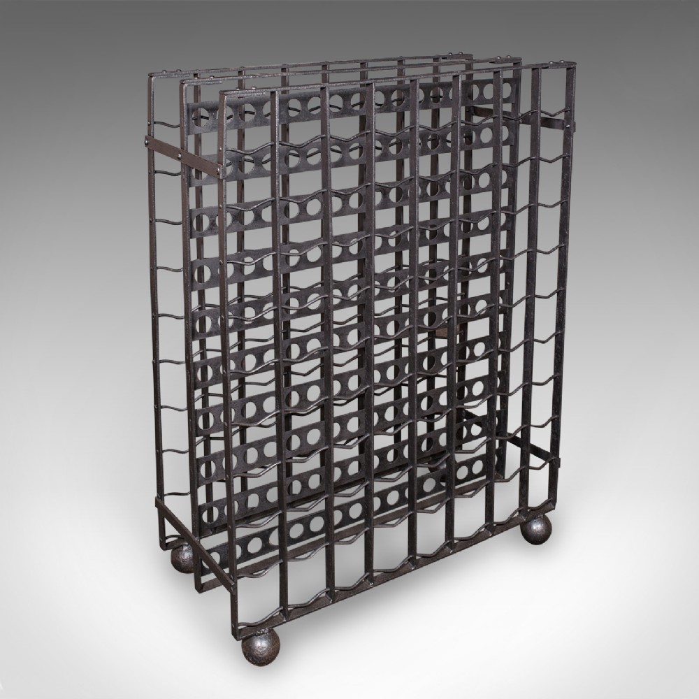 Large Antique 160 Bottle Chateau Wine Rack, French Iron, Cellar Stand, Victorian