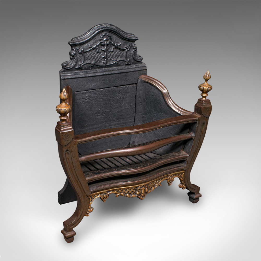 Antique Free-standing Fire Basket, English, Hearth, Georgian Revival, Victorian