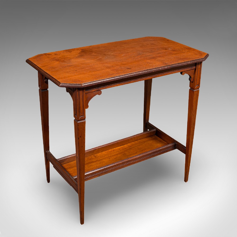 Antique Occasional Table, English, Walnut, Side, Hall, Under Tier, Edwardian