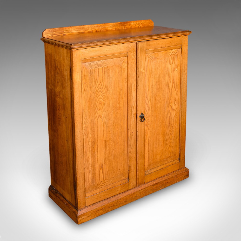 Tall Antique Side Cabinet, English, Ash, Book Cupboard, Hall, Lounge, Victorian