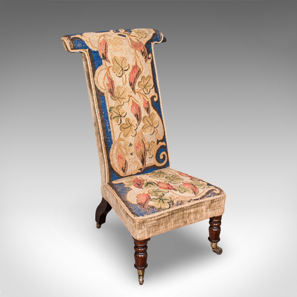 Antique Prayer Chair, English, Needlepoint, Ecclesiastical, Prie Dieu, Regency