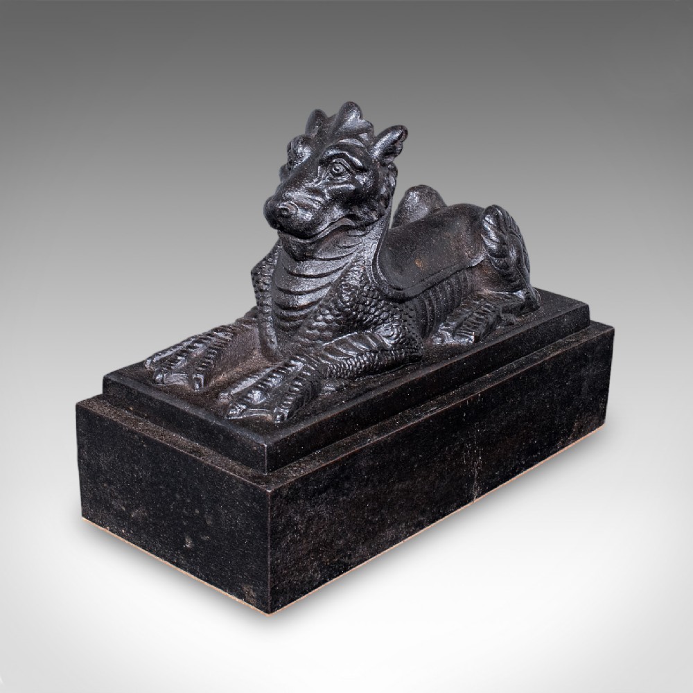 Antique Guardian Lion Door Keeper, English, Iron, Mythology, Doorstop, Victorian