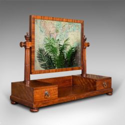 ANTIQUE DRESSING MIRROR ENGLISH MAHOGANY BOUDOIR PEDESTAL BASE VICTORIAN