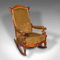 ANTIQUE ROCKING CHAIR ENGLISH WALNUT ARMCHAIR ROCKER VICTORIAN CIRCA 1880