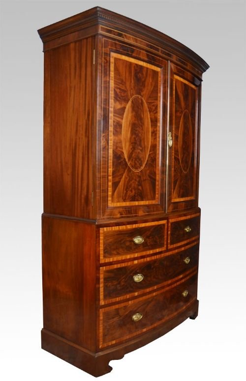 Flame Mahogany Bow Fronted Press Cupboard