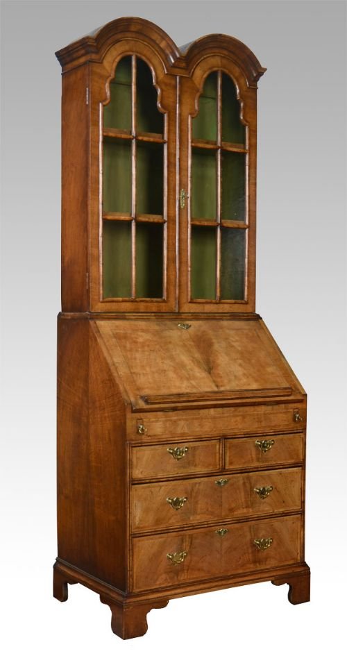 Walnut Two Door Bureau Bookcase of Small Proportions