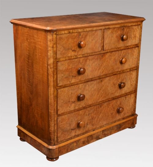 Victorian Figured Walnut Chest of Draws