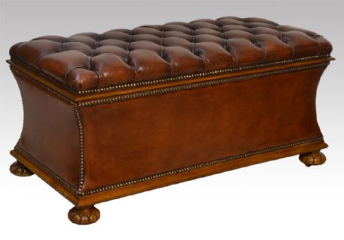 Victorian Leather Upholstered Ottoman