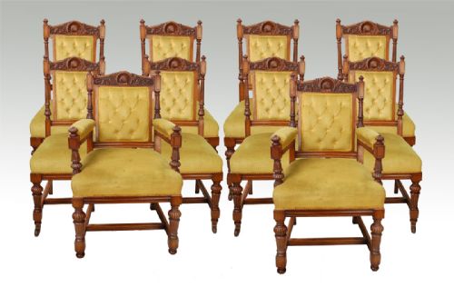 Set of Ten Pollard Oak Dining Chairs