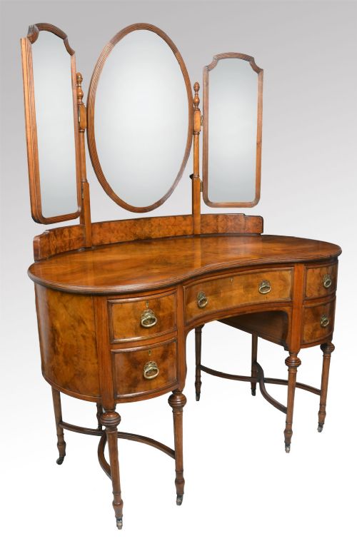 Walnut Kidney Shaped Dressing Table