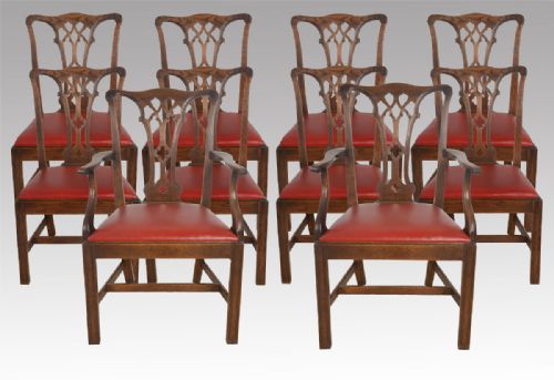 Set of Ten Chippendale Style Dining Chairs