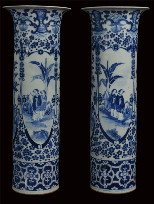 Pair of Large Blue and White Chinese Vases