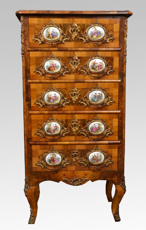 French Walnut and Gilt Metal Chest of Drawers