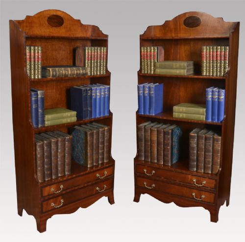 Pair of Edwardian Mahogany Waterfall Bookcases